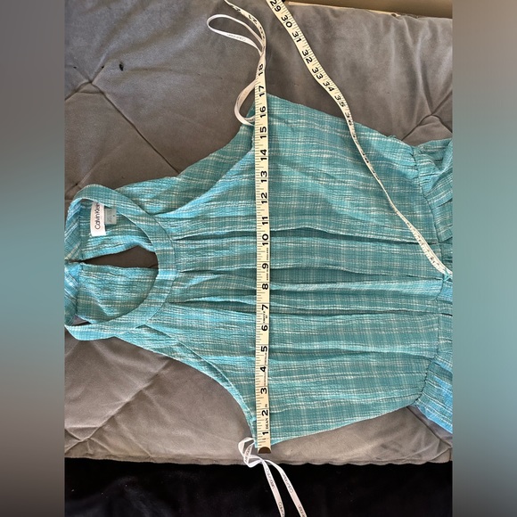 Calvin Klein Womens Blue Plaid Halter Midi Fit Flare Dress 4(no belt) - Picture 7 of 11